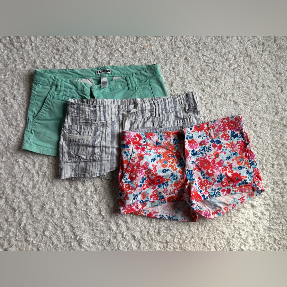 Express Women's Jean Shorts - Mint, Gray, Floral